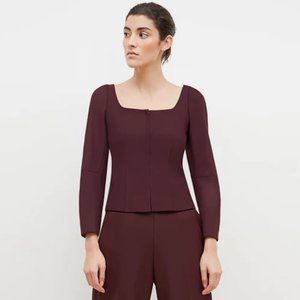 M.M. Lafleur The Dawn Top in Sharkskin, Garnet, Size 8 NWT